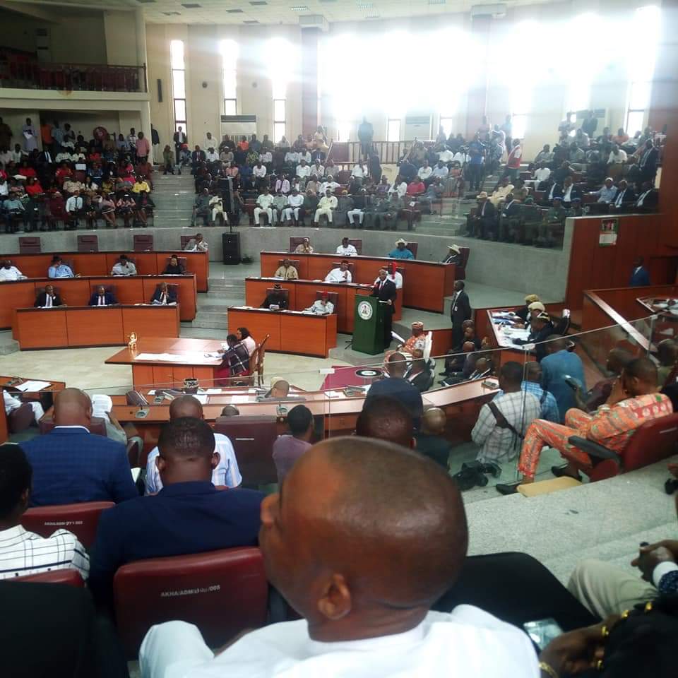 A cross section of AkHA Chambers during presentation of 2020 budget estimate by Governor Udom Emmanuel