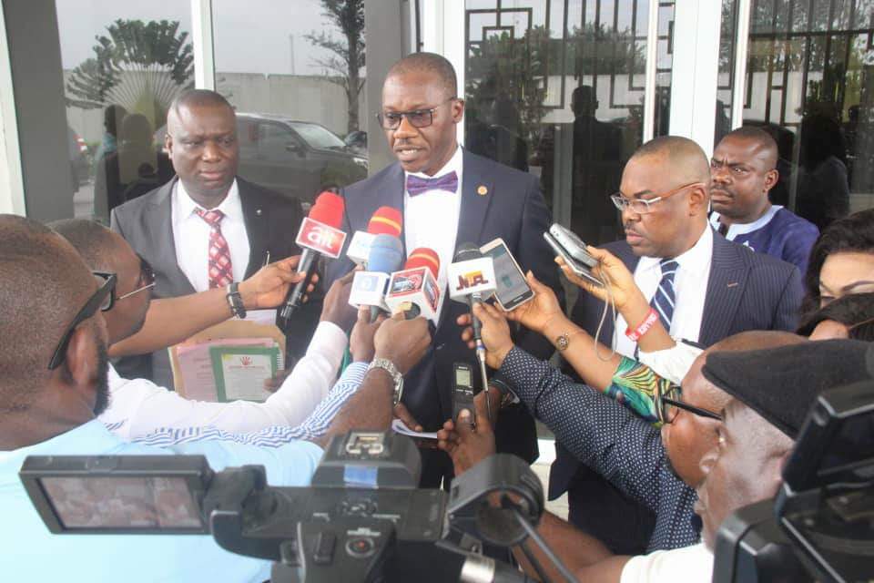 Akwa Ibom State Commissioner for Information and Strategy briefing Government House Press Corps