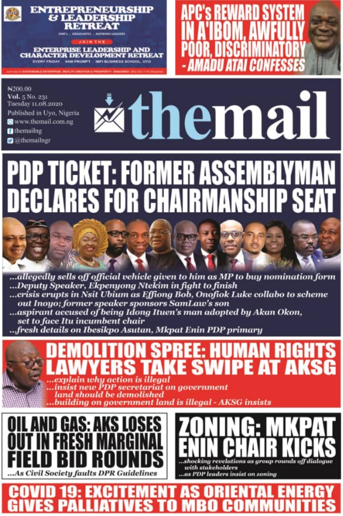 20200811 075057 Top Akwa Ibom Newspaper Headlines for Today Tuesday August 11, 2020
